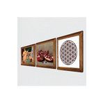 Pinecone Yaşam Çiçeği, İki Müzisyen Kız Tablosu, Nar Taş Duvar Tablosu - Ahşap Çerçeveli Taş Tablo - 25x25 cm - 3 Parça Set - Dekoratif Duvar Sanatı - Modern Ev ve Ofis Duvar Dekoru W3-1484