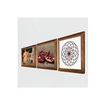 Pinecone Yaşam Çiçeği, İki Müzisyen Kız Tablosu, Nar Taş Duvar Tablosu - Ahşap Çerçeveli Taş Tablo - 25x25 cm - 3 Parça Set - Dekoratif Duvar Sanatı - Modern Ev ve Ofis Duvar Dekoru W3-1485