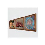 Pinecone Yaşam Çiçeği, İki Müzisyen Kız Tablosu, Nar Taş Duvar Tablosu - Ahşap Çerçeveli Taş Tablo - 25x25 cm - 3 Parça Set - Dekoratif Duvar Sanatı - Modern Ev ve Ofis Duvar Dekoru W3-1490