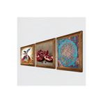 Pinecone Yaşam Çiçeği, Semazen, Nar Taş Duvar Tablosu - Ahşap Çerçeveli Taş Tablo - 25x25 cm - 3 Parça Set - Dekoratif Duvar Sanatı - Modern Ev ve Ofis Duvar Dekoru W3-313