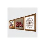 Pinecone Yaşam Çiçeği, Semazen, Nar Taş Duvar Tablosu - Ahşap Çerçeveli Taş Tablo - 25x25 cm - 3 Parça Set - Dekoratif Duvar Sanatı - Modern Ev ve Ofis Duvar Dekoru W3-873