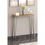 Pinhal Home 100 cm Atlantik Çam Dresuar Kahve Köşesi Konsol Modern Raf Metal Boru Gümüş Ayaklı - Atlantik Çam - Gümüş