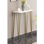 Pinhal Home 100cm Beyaz Dresuar Kahve Köşesi Konsol Modern Raf Metal Boru Gold Ayaklı