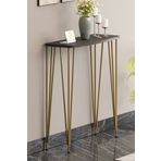Pinhal Home 60 cm Antresit Gri Dresuar Kahve Köşesi Konsol Modern Raf Metal Boru Gold Ayaklı