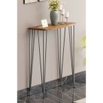 Pinhal Home 80 cm Atlantik Çam Dresuar Kahve Köşesi Konsol Modern Raf Metal Boru Gümüş Ayaklı