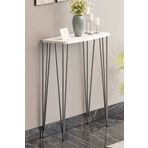 Pinhal Home 80cm Beyaz Dresuar Kahve Köşesi Konsol Modern Raf Metal Boru Gümüşayaklı