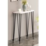 Pinhal Home 80cm Beyaz Dresuar Kahve Köşesi Konsol Modern Raf Metal Boru Siyah Ayaklı