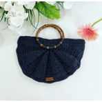 Pink Bag Handmade Hasır Midye El Çantası - 000-Siyah
