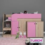 Pink Çalışma Masalı Ranza Suntalam - Beyaz - 100 x 100 cm