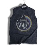 Pink Floyd Baskılı Yıkamalı Kolsuz Tişört, Unisex Rock Band Temalı Sıfır Kollu Vintage Atlet - Siyah