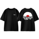 Pınk Floyd Plak Tasarım Sırt Baskılı Pamuk Siyah Oversize T-Shirt