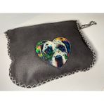 Pink Köpek Desenli Clutch Çanta Füme