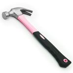 Pink Power 473 ml pembe çekiç - kadınlar için küçük çekiç - pembe aletler için mini pençe çekici, kadınlar için kendin yap ve el işi çekiç, çok amaçlı çekiç, kaymaz saplı, kızlar ve kadınlar için