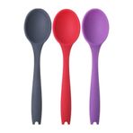 PİNK ROSE Bybirgül Büyük Boy Yanmaz Yapışmaz Silikon 3lü Spatula Kaşık Set Antrasit ,kırmızı,lila Renk 3 Adet