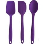 Pink Rose Bybirgül Büyük Boy Yanmaz Yapışmaz Silikon Spatula Kaşık Hamur Sıyırıcı Spatula Mor (3lü Set)
