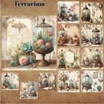 Pink Swan Craft Terrarium Vintage 12 Adet Scrapbook Bullet Journal Mat Planlayıcı Sticker Etiket Seti
