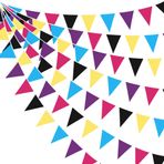pinkblume 32Ft 80'ler Parti Süslemeleri Geri 80'ler Parti Üçgen Bayrak Flama Bunting Afiş Kumaş Garland Flamalar 80'ler Retro Hip Hop 1980'ler Gerileme Doğum Günü Rock Hippi Parti Dekor Malzemeleri