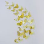 pinkblume Altın Kelebek Süslemeleri Çıkartmalar 3D Kelebekler Duvar Dekoru Kendin Yap Ev Dekorasyonları Çıkarılabilir Duvar Çıkartmaları Ev Oturma Odası Bebekleri Çocuk Yatak Odası Vitrini Kreş Sanat