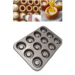Pinkev 12 Bölmeli Yapışmaz Teflon Kaplama Çelik Muffin Kekstra Kek Kalıbı