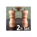 Pinkev 2li Set Bambu Tuz Karabiber Öğütücü Değirmeni Boy 16,5cm