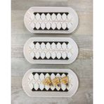 Pinkev Black Drops 3 Adet 26 cm Orta Boy Seramik Oval Kahvaltı Peynir Kayık Servis Sunum Tabağı