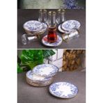 Pinkev Butterfly 18 Parça Seramik Pasta Tabağı Çay Bardağı Servis Sunum Seti