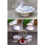 Pinkev Butterfly 20 Parça Seramik Pasta Sunum Tabağı Takımı Seti - Kup118s
