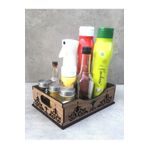 Pinkev Dekoratif Ahşap Çok Amaçlı Mutfak Masa Tezgah Üstü Düzenleyici Organizer Ekmeklik 18x26cm