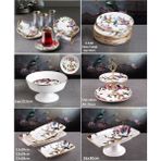 Pinkev Flora 6 Kişilik Seramik Meyvelikli Çay Bardaklı Pasta Sunum Tabağı Kombin Set - KUP106F