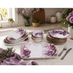 Pinkev Petunia 6 Kişilik 15 Parça Seramik Kahvaltı Pasta Sunum Tabağı Takımı