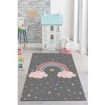PINKIE HOME Dijital Baskı Kaymaz Makinede Yıkanabilir Pembe Gökkuşağı Desenli Çocuk Odası Halısı Oyun Halısı-3