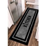 PINKIE HOME Dijital Baskılı Kaymaz Taban Makinede Yıkanabilir Kitchen Yazılı Gri Mutfak Halısı Yolluk-2