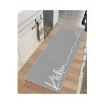 PINKIE HOME Dijital Baskılı Kaymaz Taban Makinede Yıkanabilir Kitchen Yazılı Mutfak Halısı Gri Mutfak Halısı-10