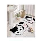 PINKIE HOME Dijital Baskılı Kaymaz Taban Sevimli Kedicik Banyo Paspası Ikili Klozet Takımı (40x60) (60x100)-p20