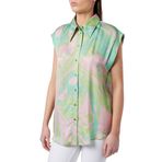 Pinko Kadın Cabiri Splash Baskı Saten Gömlek Bluz, Sn2_mult.green/Pembe, 44