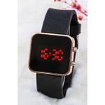 Pinkoli Kadın Rose Renk Silikon Kordon Dijital LED Kol Saati ST-304194 - Siyah - Rose