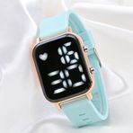 Pinkoli Turkuaz Silikon Kordonlu Led Watch Genç Kız Kadın Kol Saati St-304104