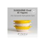 PINKU Ceramics Sunshine Oval El Yapımı Seramik 3'lü Kahvaltı Kase Seti-(zeytin, Peynir Gibi Kahvaltılıklar )