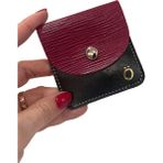 Pinkylola Design Ö Harfli Kare Model Bordo (Epi Baskılı ) & Siyah Hakiki Deri Mini Bozuk Para Cüzdanı Airpod - Bordo - Siyah