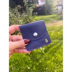 Pinkylola Design Pinkylola Design- Kare Model' B Harfli Mor Hakiki Deri Mini Bozuk Para Cüzdanı/airpod Kılıfı