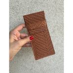 Pinkylola Design -Sofisticate 2 Model Taba Hasır Baskılı Hakiki Deri Kalemlik, Kalem Çantası,fırçalık