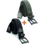Pino44 2 Adet Örgü Lastik Kemer 3,5cm - Şort Kemeri - Kot Kemeri - Kanvas Pantolon Kemeri -Siyah Yeşil - Siyah - Yeşil - 115 cm