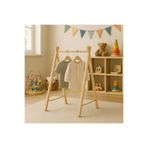 pinoxi Ahşap Çocuk Askılık Dolap Gardırop Montessori Dolap %100 Çam