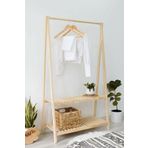 pinoxi Doğal Ahşap Elbise Askılığı Konfeksiyon Askılık Ayaklı Askılık 148x86x38 Cm