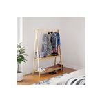 Pinoxi Dogal Ahsap Konfeksiyon Elbise Askilik Iki Rafli Ayakli Askilik 148X106x38 Cm Gardirop