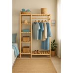 pinoxi Masif Ahşap Açık Dolap Konfeksiyon Askısı Kapaksız Gardırop Elbise Askısı 30x100x160 Cm