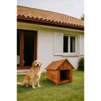 pinoxi Orta Boy Irk Köpekler Için Doğal Ahşap Kulübe Dış Mekan Köpek Evi