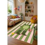 Pinterest Kurbağa Desen Baskılı Kaymaz Yıkanabilir Salon Oturma Odası Mutfak Balkon Halısı Yolluk 80 X 150 Cm Yeşil