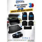 PINUKS Renault Kangoo (Iıı) Multix 2017 Model Uyumlu 3D Havuzlu Mavi Oto Paspas + Bagaj Havuzu Full Koruma Seti - Mavi - Siyah