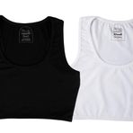 Pinuptex® 2'Li Sporcu & Yüzücü Büstiyer &Yarım Atlet (2Adet) (Siyah-Beyaz, L)